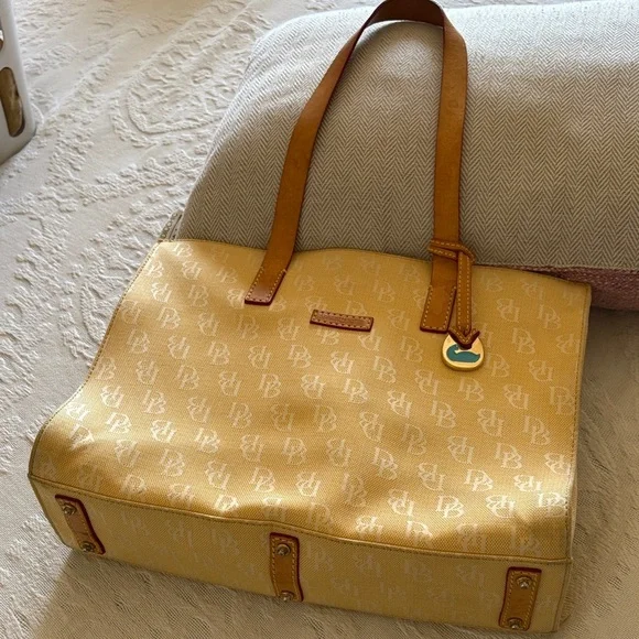 Vintage Dooney & Bourke Brown Monogram Canvas Tote